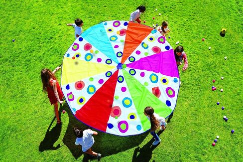 Parachute for Kids with Handles – Rainbow Multi-Colored with 16 Balls in Carry Bag, Parachute Toy for Ages 3+Toddlers, to Seniors (10ft – 12 Handles) in Saudi Arabia