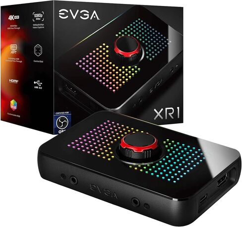 EVGA XR1 Capture Card, Certified for OBS, USB 3.0 Capture Device, 4K Pass Through, ARGB, Audio Mixer, PC, PS5, PS4, Xbox Series X and S, Xbox One, Nintendo Switch in Saudi Arabia