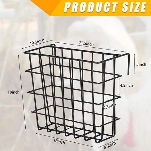 Gisafai Galvanized Hay Feeder 21.5 x 10.5 x 18 Inches Size Right for a Flake of Hay Heavy Duty Welded Wire Large Hay Rack Wall Single Sided Hay Feeder with Hook for Sheep Horses Farm Yield(Black) in Saudi Arabia