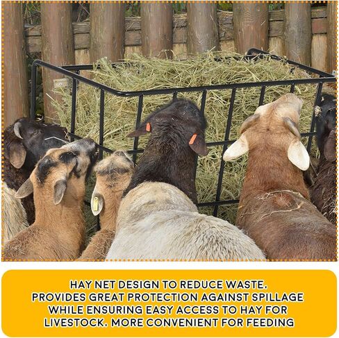 Gisafai Galvanized Hay Feeder 21.5 x 10.5 x 18 Inches Size Right for a Flake of Hay Heavy Duty Welded Wire Large Hay Rack Wall Single Sided Hay Feeder with Hook for Sheep Horses Farm Yield(Black) in Saudi Arabia