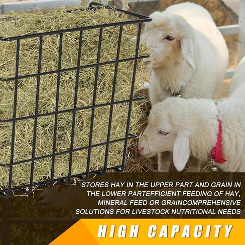Gisafai Galvanized Hay Feeder 21.5 x 10.5 x 18 Inches Size Right for a Flake of Hay Heavy Duty Welded Wire Large Hay Rack Wall Single Sided Hay Feeder with Hook for Sheep Horses Farm Yield(Black) in Saudi Arabia
