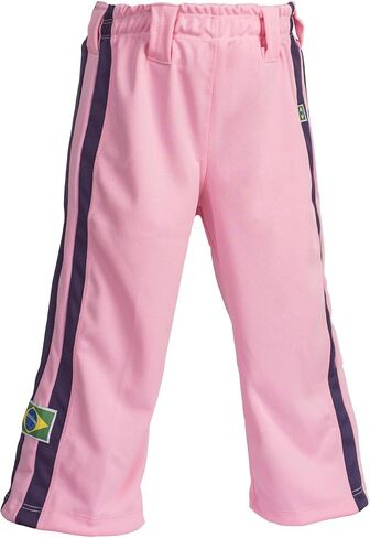 سروال كابويرا البرازيلي الأصلي للفنون القتالية - للفتيات/الأطفال (وردي مع طباعة بيريمباو على طول الجانب الخلفي) in Kuwait