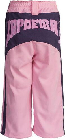 سروال كابويرا البرازيلي الأصلي للفنون القتالية - للفتيات/الأطفال (وردي مع طباعة بيريمباو على طول الجانب الخلفي) in Kuwait