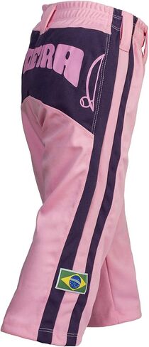 سروال كابويرا البرازيلي الأصلي للفنون القتالية - للفتيات/الأطفال (وردي مع طباعة بيريمباو على طول الجانب الخلفي) in Kuwait