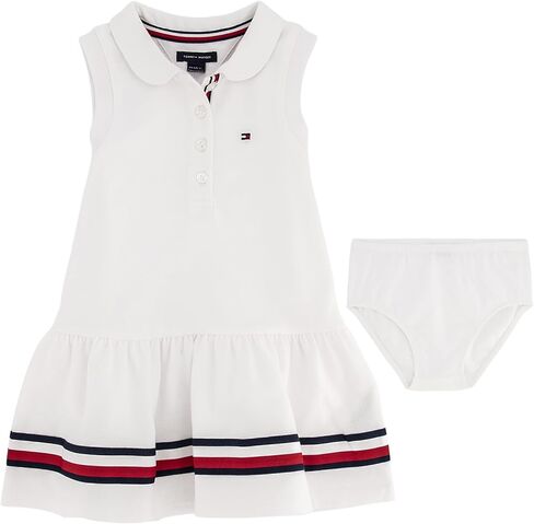 تومي هيليفيغر فستان بولو باكمام قصيرة للفتيات الصغيرات مع فستان سروال متناسق (عبوة من قطعة واحدة) in Kuwait