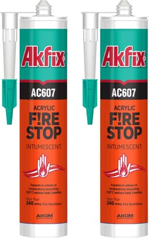 Akfix AS606 سدادة مطاطية من الأكريليك الأبيض للرسامين (2 × 10.1 أونصة سائلة) - سدادة أكريليك من السيليكون لختم النوافذ والأبواب، وملء الشقوق، وألواح القاعدة والزخرفة، عديم الرائحة، قابل للطلاء | 2 حزمة in Kuwait