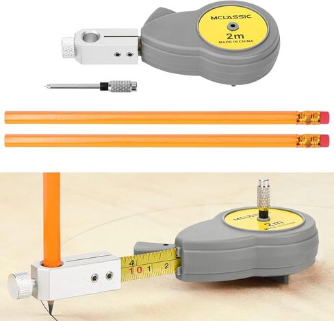 بوصلة شعاعية بشريط قياس دوار، أداة رسم دائرة قابلة للسحب مع شريط قياس، أداة هندسية بوصلة لرسم الخطوط والأقواس (بما في ذلك قلمين رصاص) in Kuwait