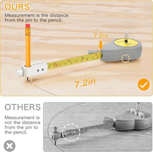 بوصلة شعاعية بشريط قياس دوار، أداة رسم دائرة قابلة للسحب مع شريط قياس، أداة هندسية بوصلة لرسم الخطوط والأقواس (بما في ذلك قلمين رصاص) in Kuwait