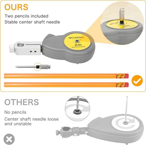 بوصلة شعاعية بشريط قياس دوار، أداة رسم دائرة قابلة للسحب مع شريط قياس، أداة هندسية بوصلة لرسم الخطوط والأقواس (بما في ذلك قلمين رصاص) in Kuwait