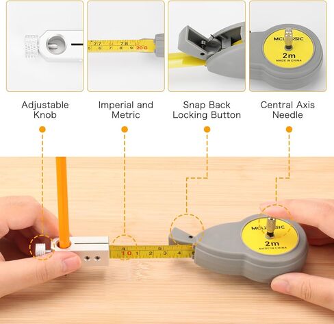 بوصلة شعاعية بشريط قياس دوار، أداة رسم دائرة قابلة للسحب مع شريط قياس، أداة هندسية بوصلة لرسم الخطوط والأقواس (بما في ذلك قلمين رصاص) in Kuwait