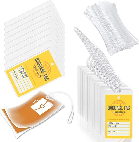 200 Pieces 10 Mil 2 1/2" x 4 1/4" Luggage Tag Laminating Pouches with Slot Hole Loops Thermal Lanyard Thermal Laminate Pouch Tags Kit Resealable for Work Permits Pass Cards Student ID Cards in Kuwait