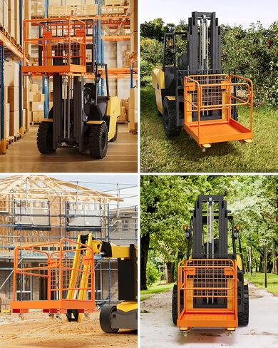 36"x36" Forklift Safety Cage, Foldable Forklift Work Platform,Forklift Man Basket 1200lbs Capacity with Protective Guardrail Chian for 1-3 People Drain Hole, Perfect for Aerial Work in Kuwait