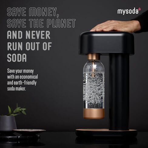 Mysoda Ruby 2 Sparkling Water Maker - with 1L Bottle - Black Copper | Silent Aluminum Sparkling Water Maker - Premium Quality - Ideal for Everyday Home Carbonation | CO2 Cylinder not Included in Kuwait