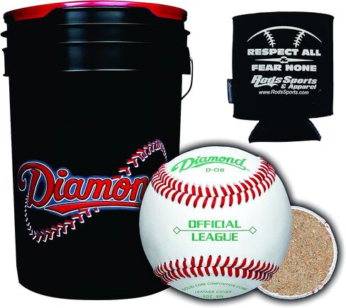 Diamond Sports D-OB DOB Baseballs in 6-Gallon Ball Black Cushion Lid Bucket 30 Balls with Rods Insulated Can Sleeve in Kuwait