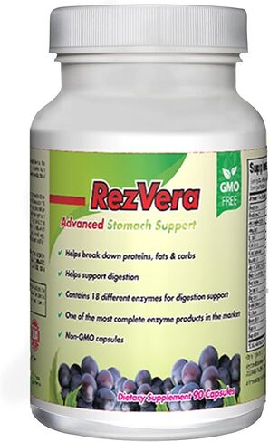 #1 Best All Natural Digestive Supplement for IBS Irritable Bowel Syndrome Stomach Bloating Gas Diarrhea Heartburn Acid Reflux Constipation Indigestion - RezVera 90 Capsules in Saudi Arabia