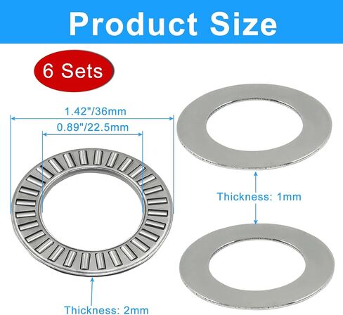 6 Sets Thrust Needle Roller Bearings with Two Washers NTA613+2TRA in Saudi Arabia