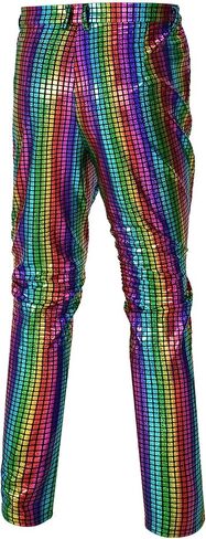 Men's 70s Disco Pants Metallic Sequin Straight Leg Trousers Party Dance Outfits in Saudi Arabia
