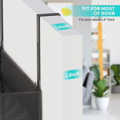 LUCYCAZ Adjustable Over The Door Hooks Organizer, Door Hanger Towel Rack with 10 Coat Hooks & 2 Mesh Basket, Over Door Storage Rack Back of Door Organizer for Barthroom Kitchen (Black) in Kuwait