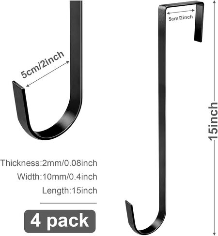 شماعة خطاف عمود حمام السباحة للسياج (15 بوصة) خطاطيف سياج من الفينيل شماعات سياج فولاذية مطلية بمسحوق لتعليق الأضواء والخرطوم والنباتات ومغذيات الطيور وأدوات حمام السباحة (4 عبوات) in Kuwait