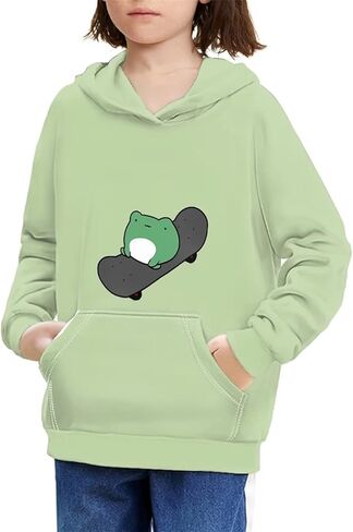 سترة بقلنسوة للفتيات والأولاد والشباب للجنسين، بلوفر بقلنسوة نشط، سترة بقلنسوة فضفاضة مناسبة للأعمار من 6 إلى 16 عامًا in Kuwait