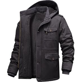 CHEXPEL Men's Winter Jackets with Hood Cotton Military Jackets Fleece Lined Thick Work Coats with Cargo Pockets in Saudi Arabia