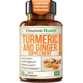 Turmeric Supplement and Ginger Root Joint Support Supplement - Turmeric Curcumin Supplement 95% Curcuminoids. Contains Organic Turmeric with Black Pepper (Bioperine) for Max Absorption. 2 Pack in Kuwait