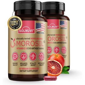 SOLNUVI Morosil® 400mg per Serving - Morosil® Blood Orange Extract from Italy - Vegan Friendly, Non-GMO and Gluten-Free - 60 Veggie Capsules in Kuwait