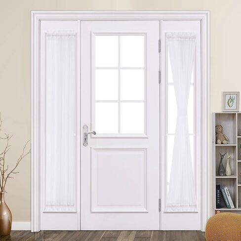MIULEE 2 Panels Sidelight Curtains for French Door Sheer Panels Light Filtering Window Treatment for Narrow Door 25 x 72 Inches with Tieback - 2 Panels, White in Saudi Arabia