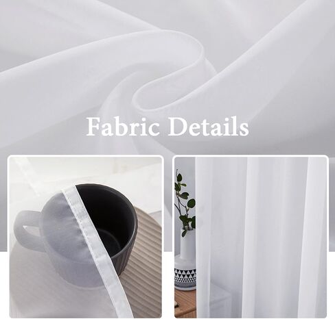 MIULEE 2 Panels Sidelight Curtains for French Door Sheer Panels Light Filtering Window Treatment for Narrow Door 25 x 72 Inches with Tieback - 2 Panels, White in Saudi Arabia