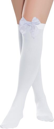 Womens Thigh High Stockings with Bows, Satin Bow Stockings, Knee High Socks with Bows for Cosplay Daily Wear in Saudi Arabia