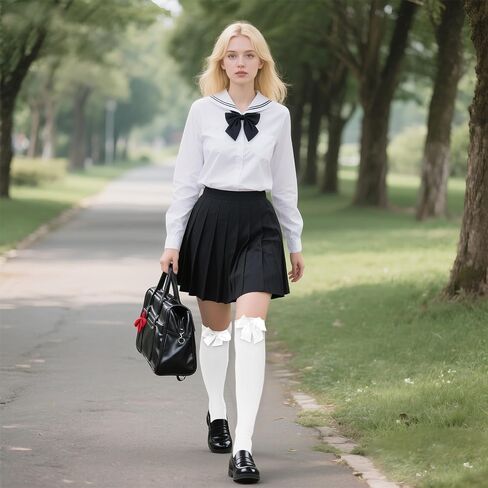 Womens Thigh High Stockings with Bows, Satin Bow Stockings, Knee High Socks with Bows for Cosplay Daily Wear in Saudi Arabia