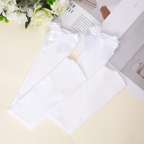Womens Thigh High Stockings with Bows, Satin Bow Stockings, Knee High Socks with Bows for Cosplay Daily Wear in Saudi Arabia