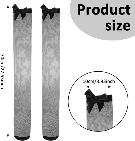Lusofie Thigh High Socks with Bow for Women Lace Thigh High Stockings Cute Over the Knee Stocks for Halloween in Saudi Arabia