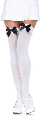 Sawden Women Thigh High Socks with Bow Opaque Over The Knee Stockings for Cosplay Daily Wear in Kuwait