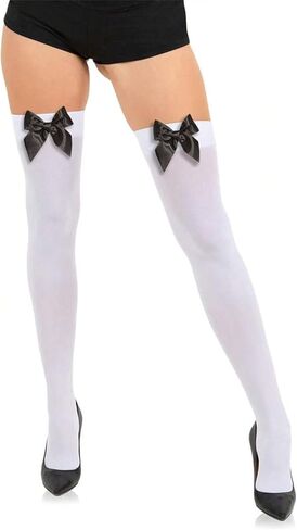 Sawden Women Thigh High Socks with Bow Opaque Over The Knee Stockings for Cosplay Daily Wear in Kuwait
