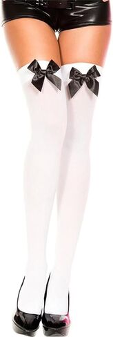 Sawden Women Thigh High Socks with Bow Opaque Over The Knee Stockings for Cosplay Daily Wear in Kuwait