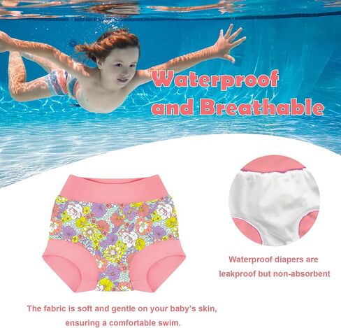 BIG ELEPHANT Baby Swim Diaper Sets 2-Pack, Long Sleeve Rash Guard UPF 50+ | Includes 2 Long-Sleeve UPF 50+ Rash Guards & 2 Reusable Swim Diapers for Pool, Beach, Swim Lessons and Water Play in Saudi Arabia