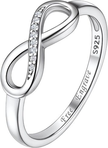 Suplight 925 Sterling Silver Ring Simple Infinity Knot Wedding Band Rings Love Knot Promise Ring for Women Size 4-12(with Gift Box) in Kuwait