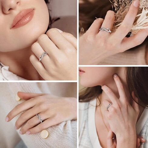 Suplight 925 Sterling Silver Ring Simple Infinity Knot Wedding Band Rings Love Knot Promise Ring for Women Size 4-12(with Gift Box) in Kuwait