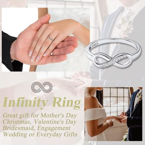 Suplight 925 Sterling Silver Ring Simple Infinity Knot Wedding Band Rings Love Knot Promise Ring for Women Size 4-12(with Gift Box) in Kuwait