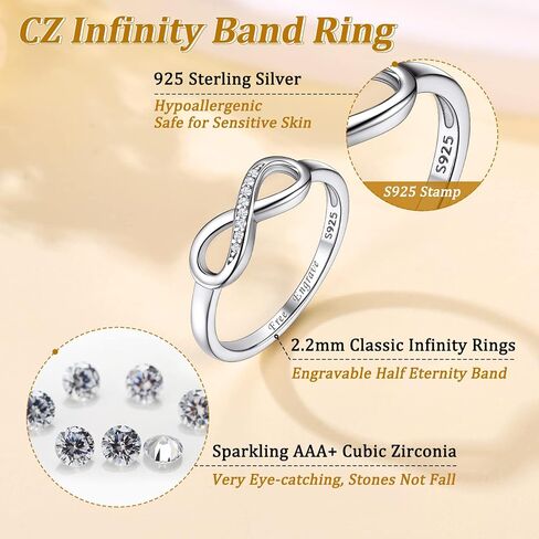 Suplight 925 Sterling Silver Ring Simple Infinity Knot Wedding Band Rings Love Knot Promise Ring for Women Size 4-12(with Gift Box) in Kuwait