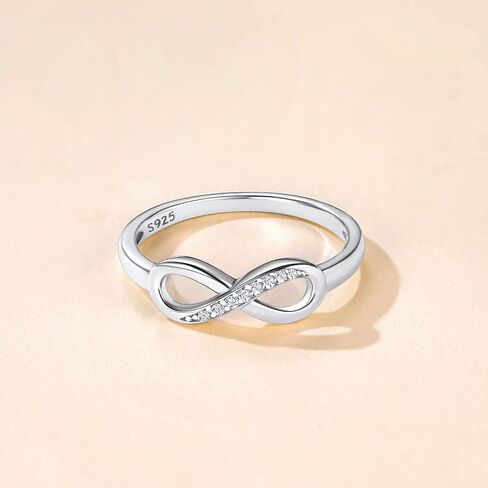 Suplight 925 Sterling Silver Ring Simple Infinity Knot Wedding Band Rings Love Knot Promise Ring for Women Size 4-12(with Gift Box) in Kuwait