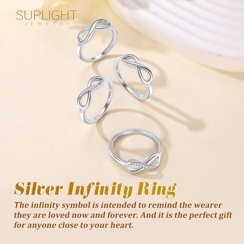 Suplight 925 Sterling Silver Ring Simple Infinity Knot Wedding Band Rings Love Knot Promise Ring for Women Size 4-12(with Gift Box) in Kuwait