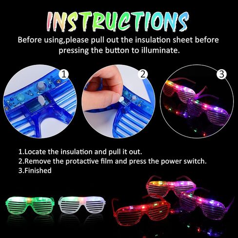 Honoson Halloween 120 LED نظارات تضيء نظارات توهج في الحفلات المظلمة لوازم النيون الوامضة الوهمية لعيد الهالوين in Saudi Arabia