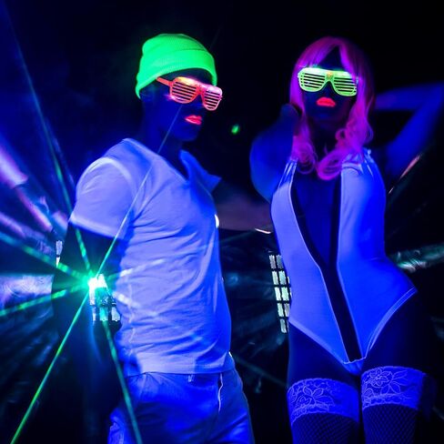 Honoson Halloween 120 LED نظارات تضيء نظارات توهج في الحفلات المظلمة لوازم النيون الوامضة الوهمية لعيد الهالوين in Saudi Arabia