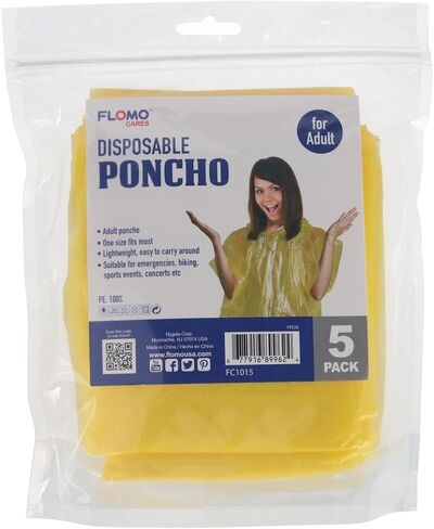 CTM Adult Disposable Rain Ponchos (Pack of 5) in Saudi Arabia