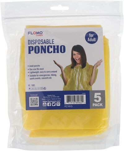 CTM Adult Disposable Rain Ponchos (Pack of 5) in Saudi Arabia