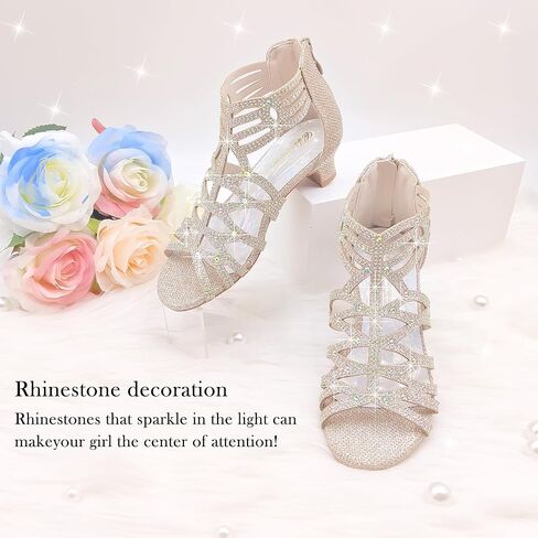 Girls High Heels Dress Pump Sandals Glitter Wedding Flower Party Princess Shoes for Kids Toddler in Saudi Arabia