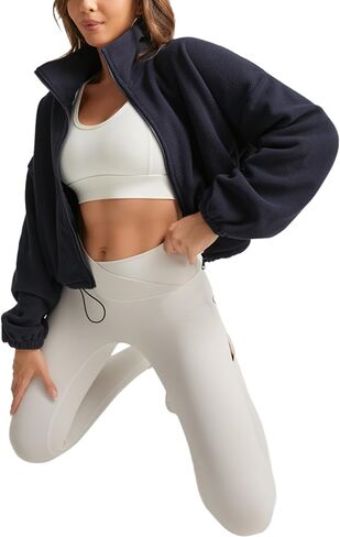 Fleece Winter Hiking Jacket for Women Cozy Fleece with Secure Side Pockets with 3F Zipper Long Sleeve in Saudi Arabia