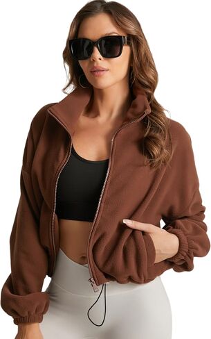 Fleece Winter Hiking Jacket for Women Cozy Fleece with Secure Side Pockets with 3F Zipper Long Sleeve in Saudi Arabia